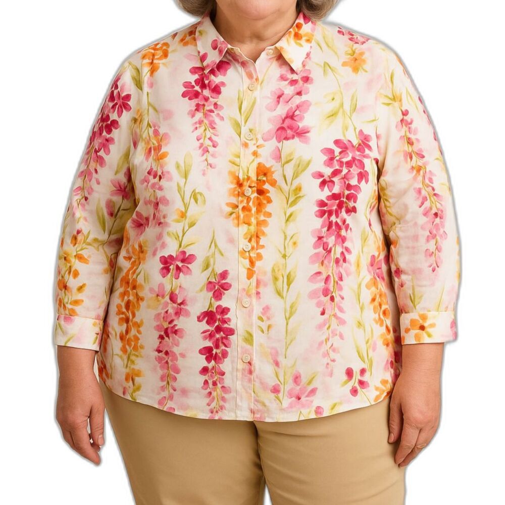 Liz Claiborne Woman by Elisabeth Floral Button-Up Shirt | Size 3X